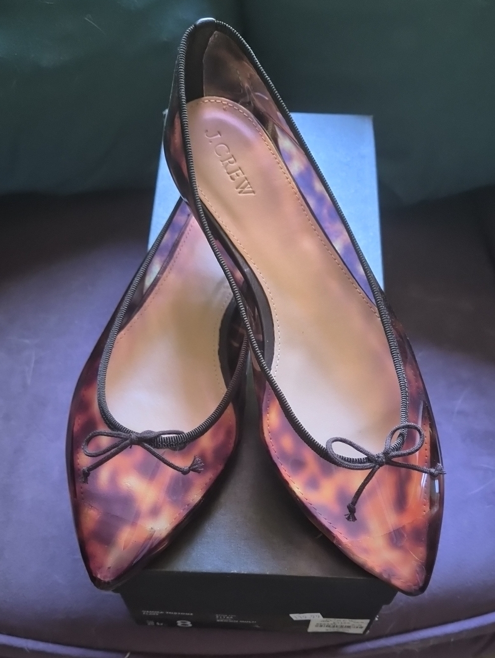 NIB J. Crew Tortoiseshell Pattern Pointed Ballet Flats SZ 8